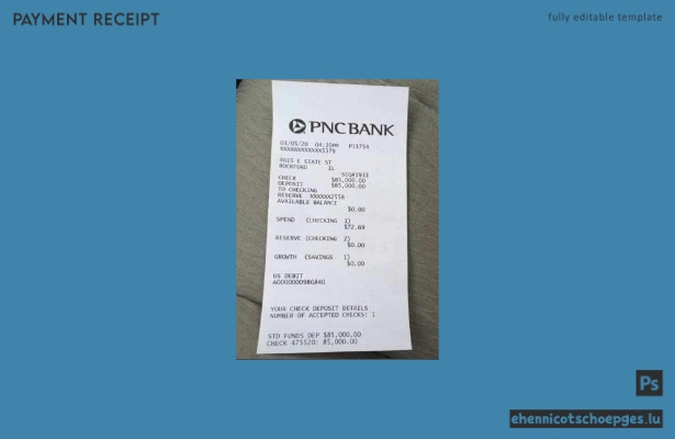 USA PNC Bank Zahlungsbeleg Beispielvorschau